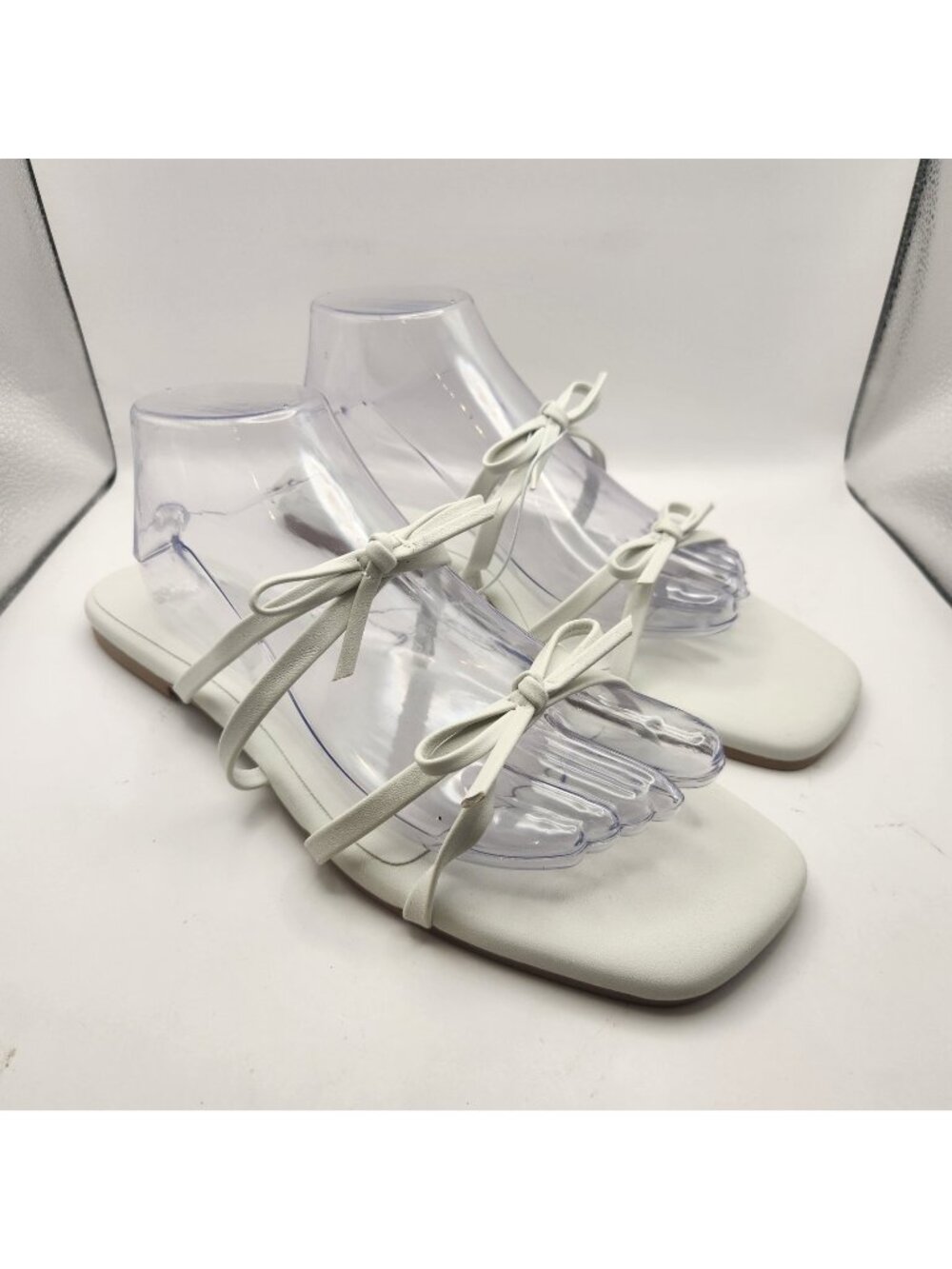 Wild Fable White Sandal Strappy Bows Mule Flats Womens US 11 NEW